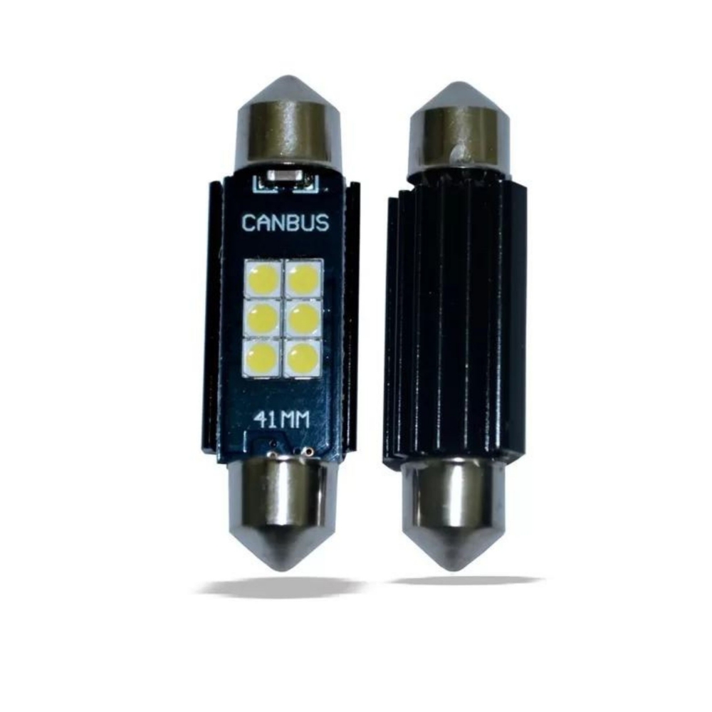 Par de Lâmpadas LED Torpedo 41mm 6 Leds R8 - 41MM