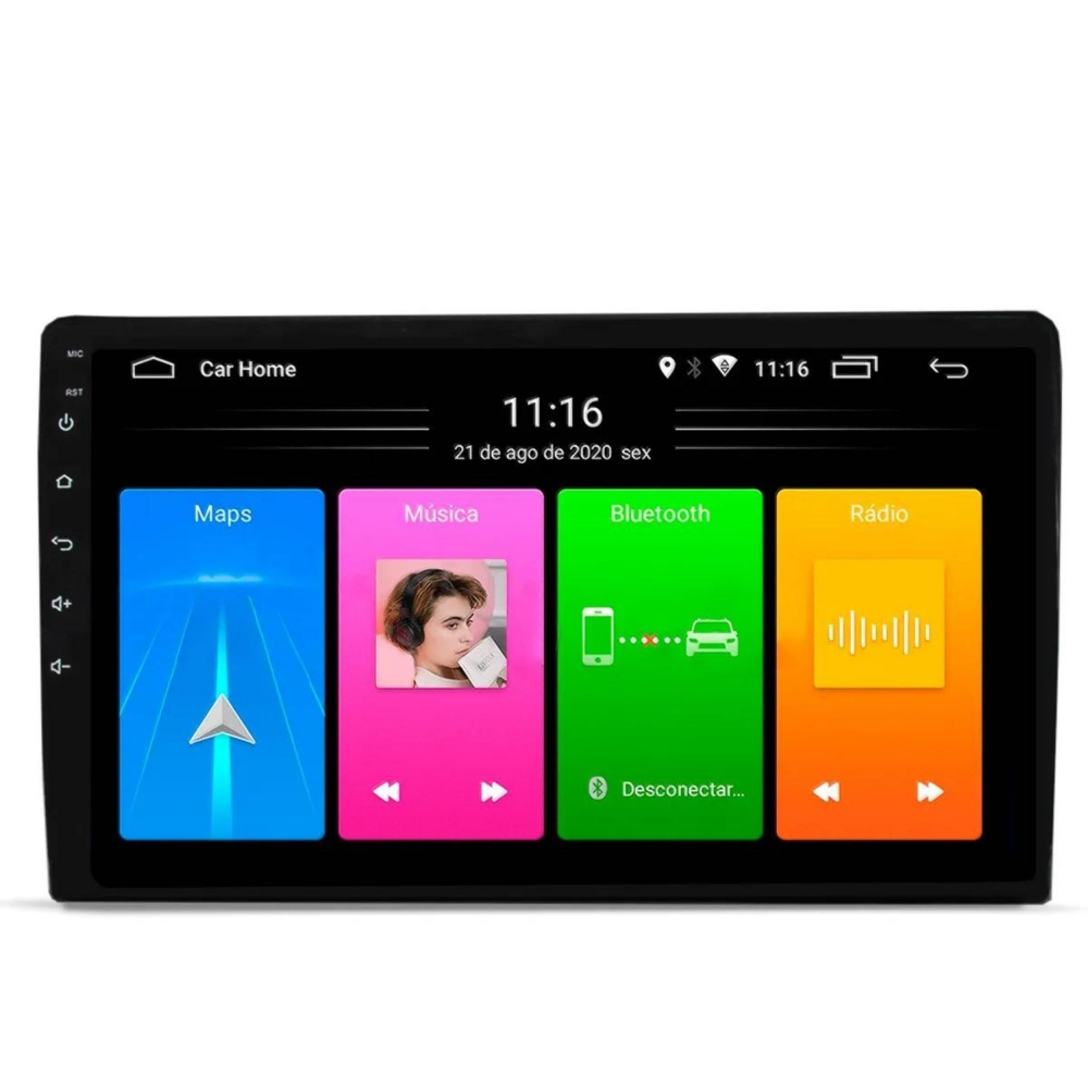 Central Multimídia 9 Pol H-Tech Android c/ Espelhamento BT/USB/GPS - HT-9100
