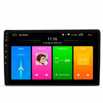 Central Multimídia 9 Pol H-Tech Android c/ Espelhamento BT/USB/GPS