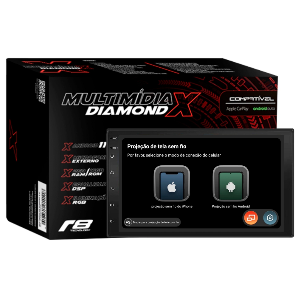 Central Multimídia Diamond X R8 7 Pol - Universal - JT30MDIAMX7