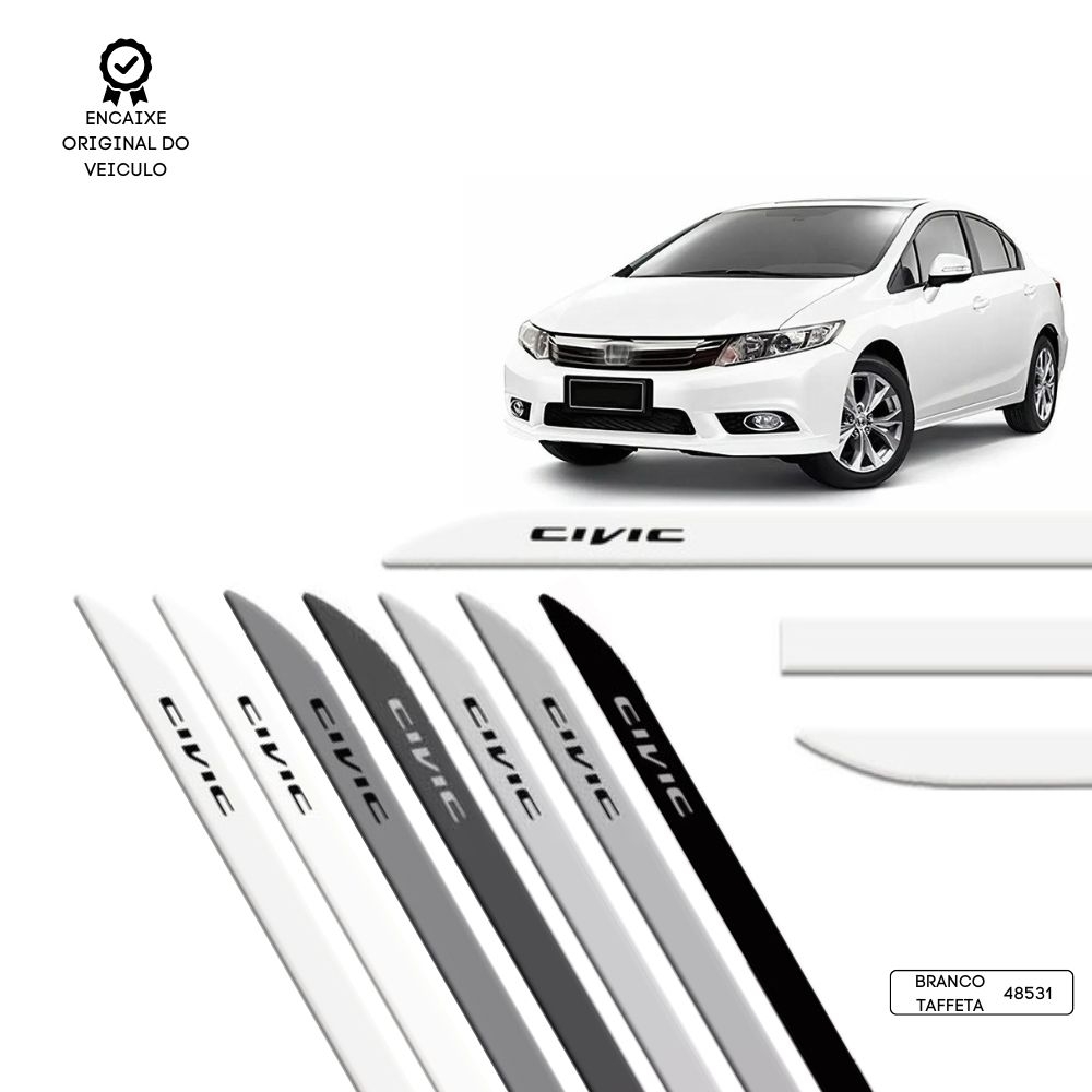 Friso Lateral Facão New Civic TOP MIX - Branco Taffeta