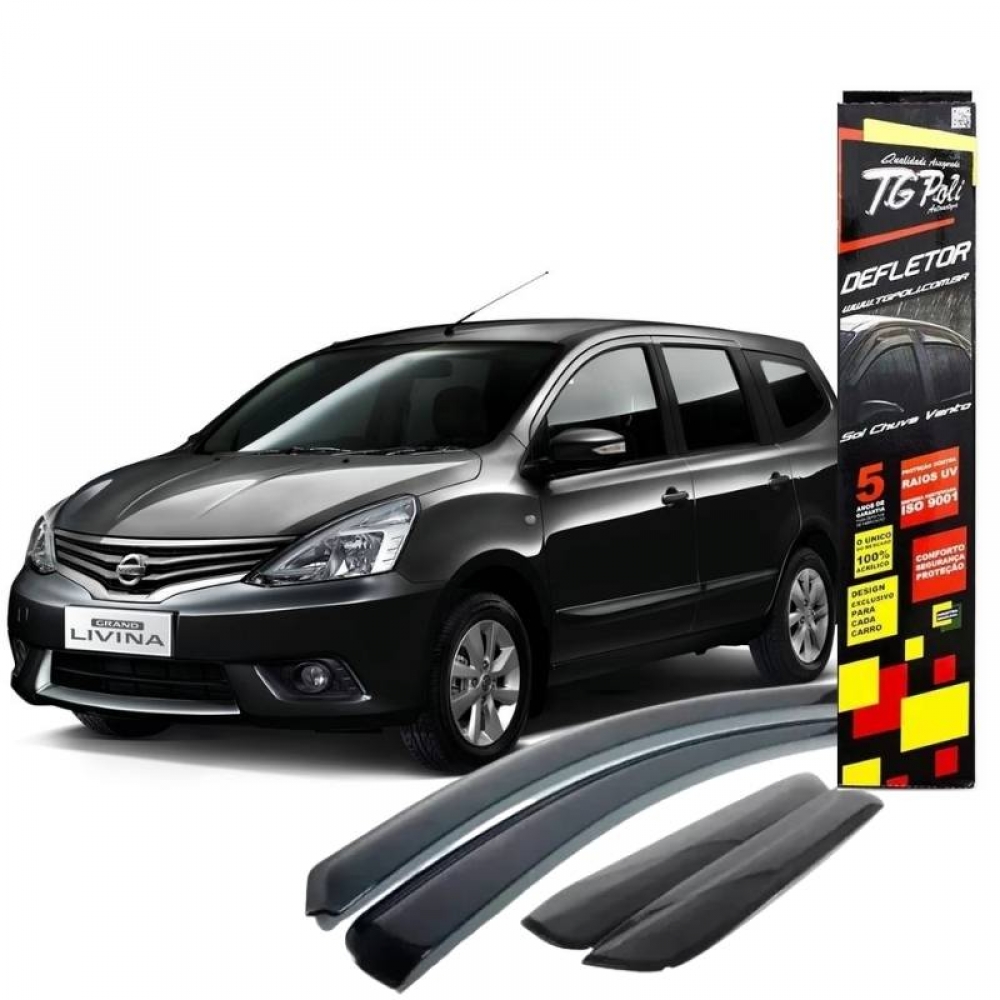 Calha de Chuva Defletor Nissan Livina/Grand Livinia 2009/2014 - 4 Portas - TG POLI