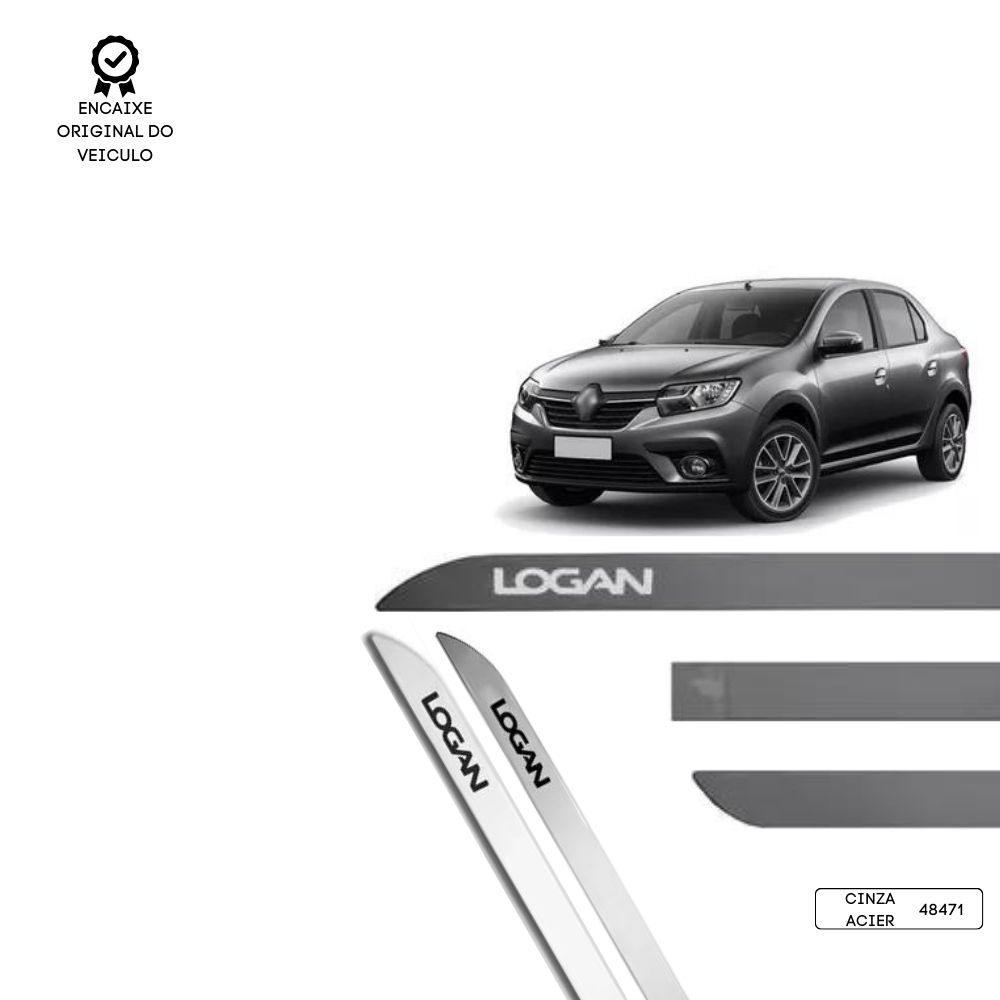 Friso Lateral Facão Logan TOP MIX - Cinza Acier