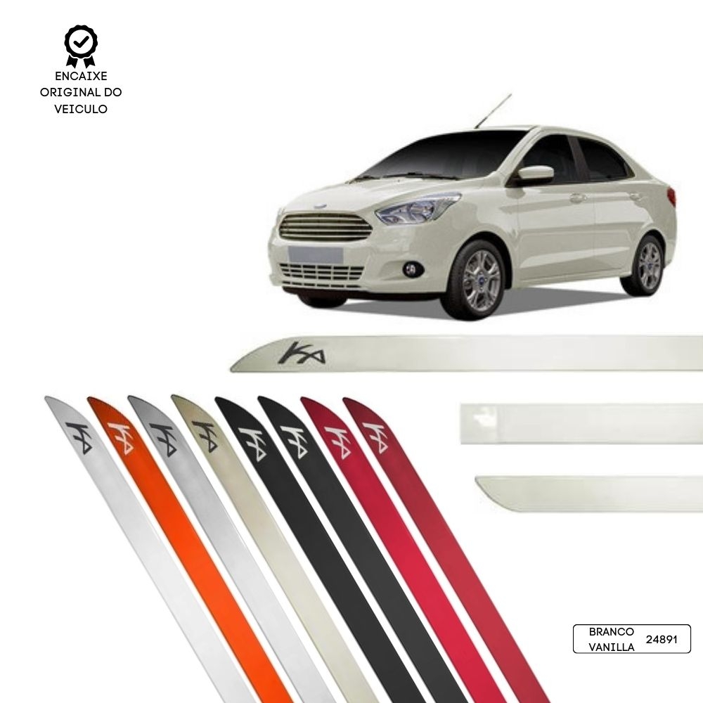 Friso Lateral Facão Novo KA Sedan TOP MIX - Branco Vanilla