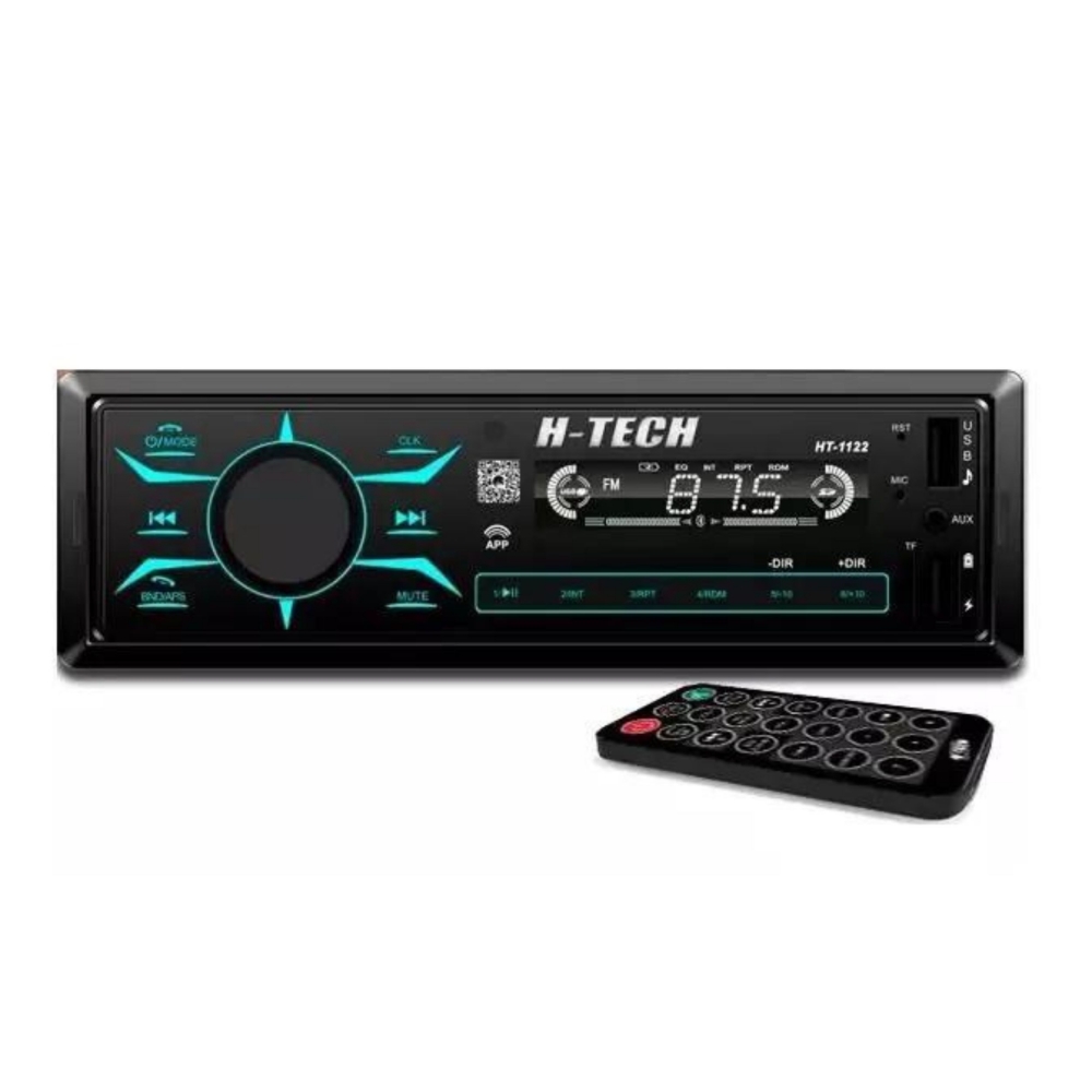 Rádio MP3 H-Tech 4x45W Bluetooth/USB/SD/AUX/FM/Controle Remoto - HT-1122