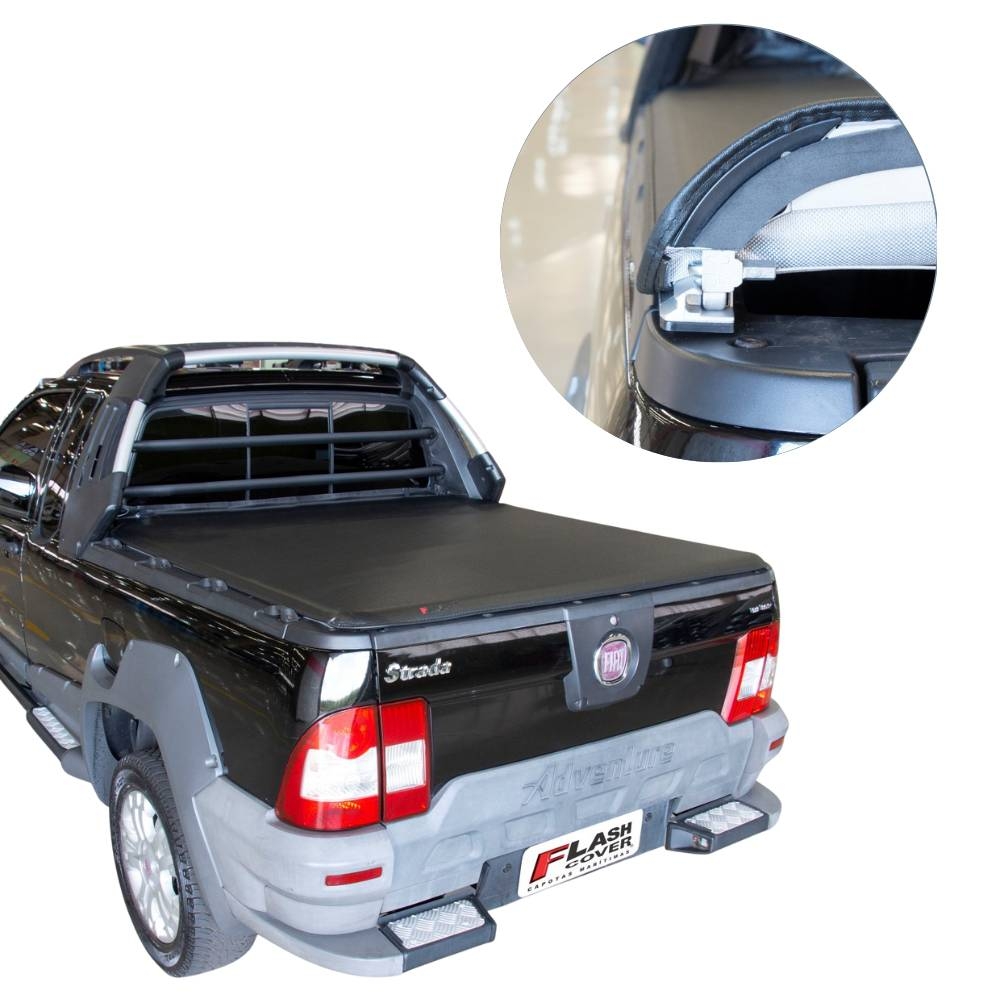 Capota Strada Locker Cabine Estendida 2009/2013 s/Estepe c/Gancho - Flash Force - FLASH COVER