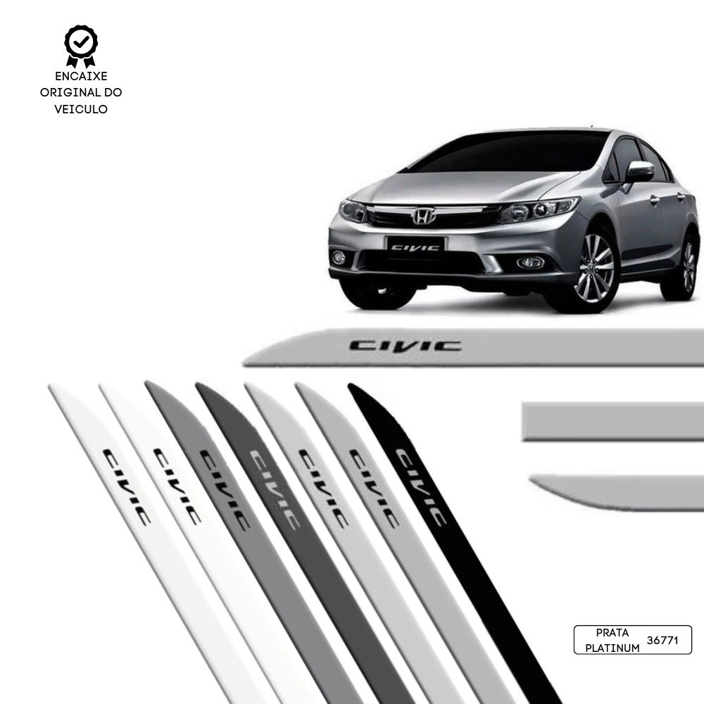 Friso Lateral Facão New Civic TOP MIX - Prata Platinum