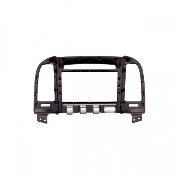 Moldura EXPEX 2Din - Santa Fé 2007/2013 - Preto c/ Acabamento Prata - EPX065