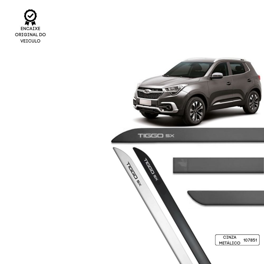 Friso Lateral Facão Tiggo 5x TOP MIX - Cinza Metálico