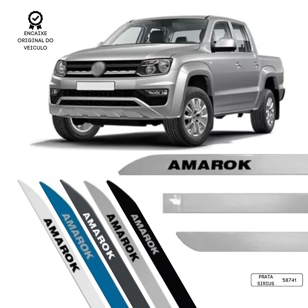 Friso Lateral Facão Amarok TOP MIX - Prata Sirius