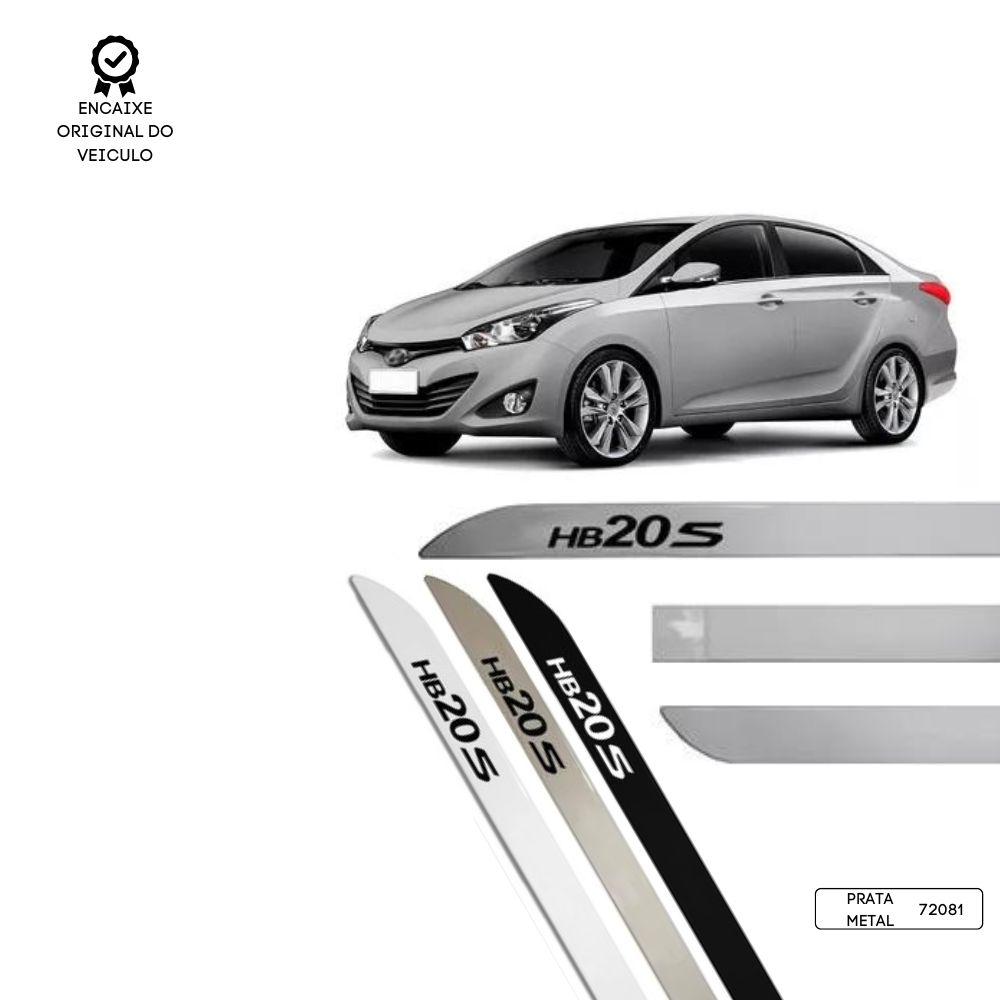 Friso Lateral Facão HB20S TOP MIX - Prata Metal