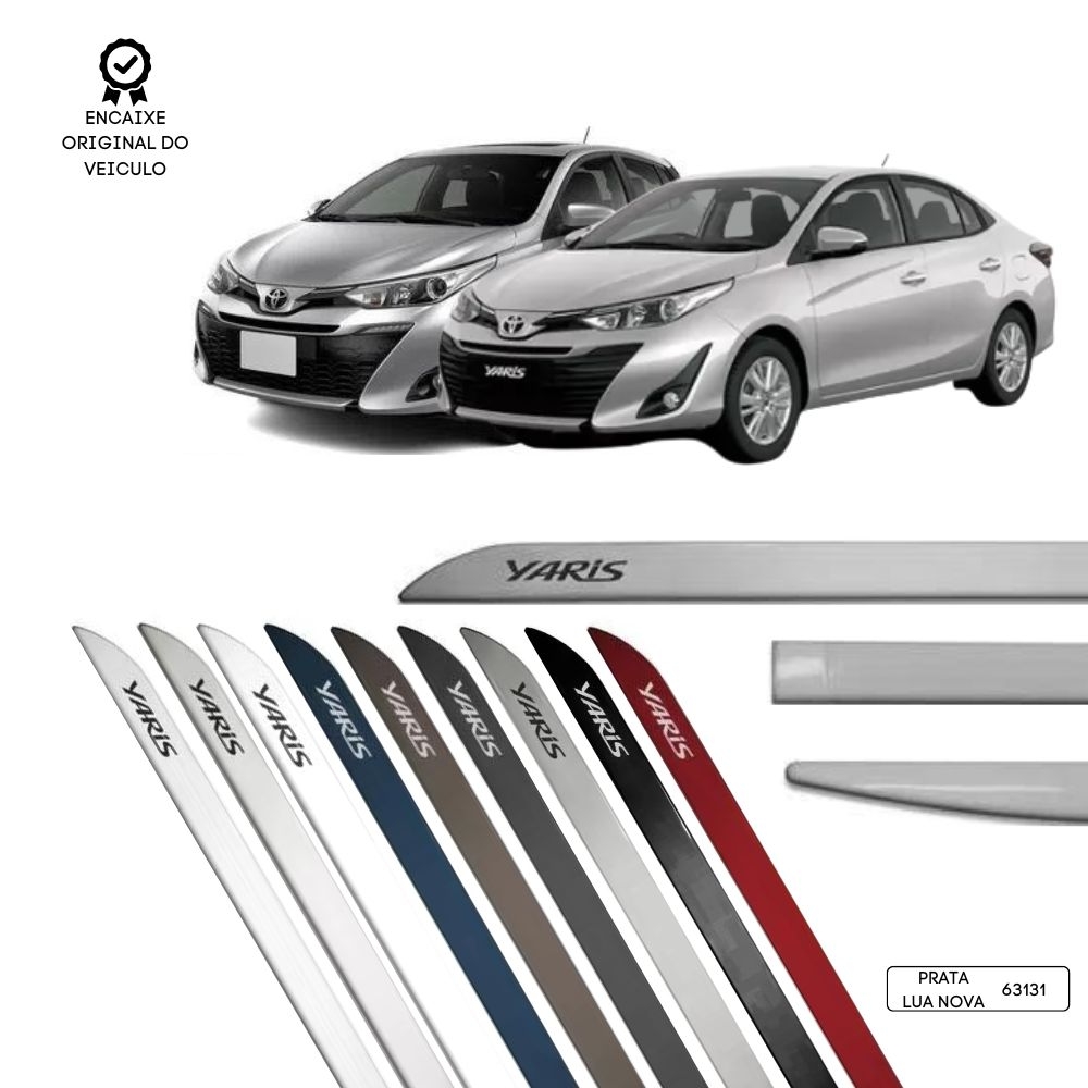 Friso Lateral Yaris Hatch/Sedan TOP MIX - Prata Lua Nova