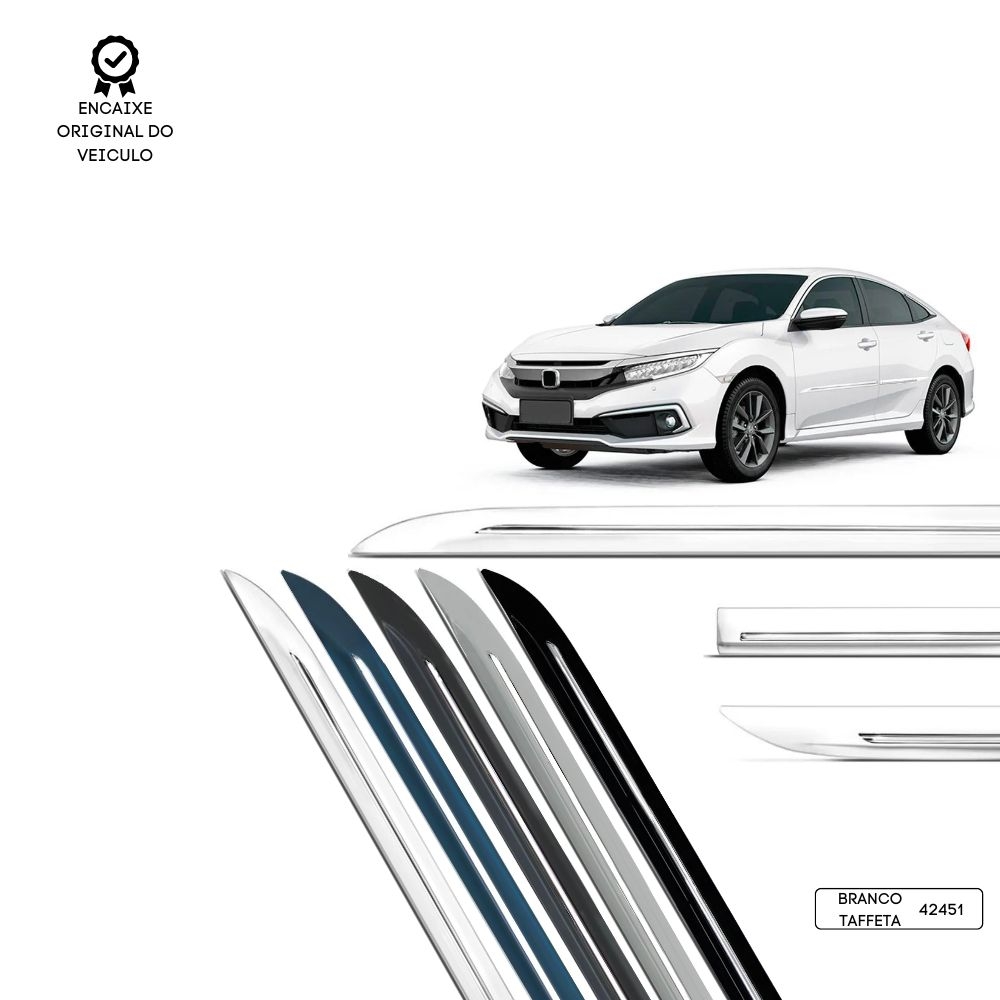 Friso Lateral Facão New Civic 2017/2021 TOP MIX - Branco Taffeta