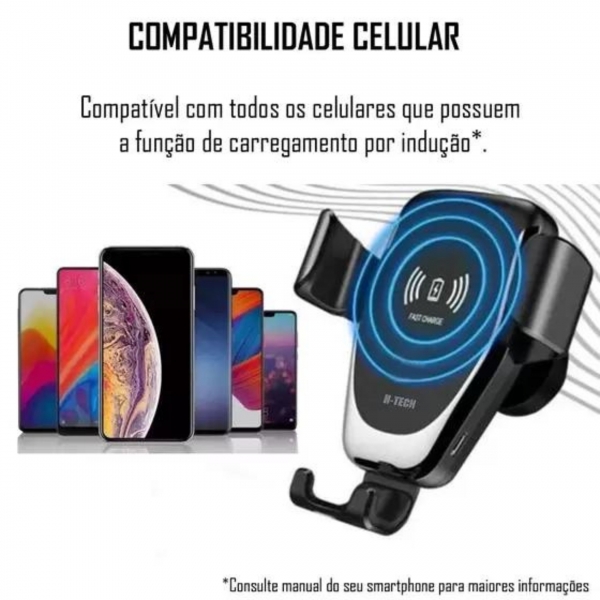 Suporte de Celular para Para-Brisa com Carregador por Indução H-Tech - HT-SC002