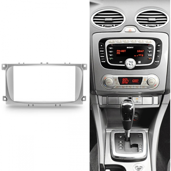 Moldura EXPEX 2Din - Focus 2009/2013 - Prata - EPX124