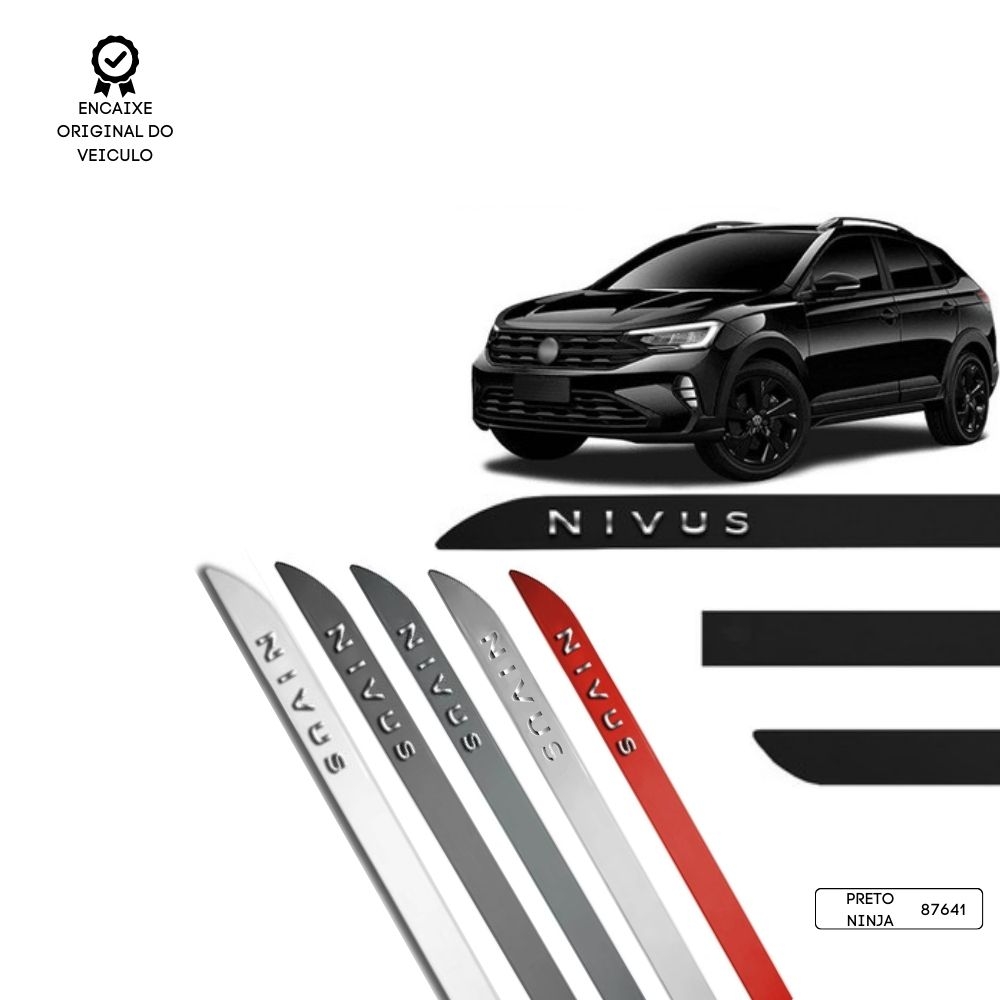 Friso Lateral Facão Nivus Alto Relevo TOP MIX - Preto Ninja