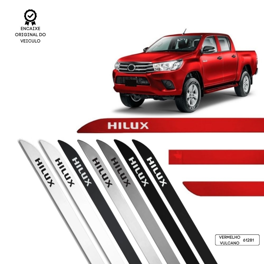 Friso Lateral Facão Hilux Cabine Dupla TOP MIX - Vermelho Vulcano