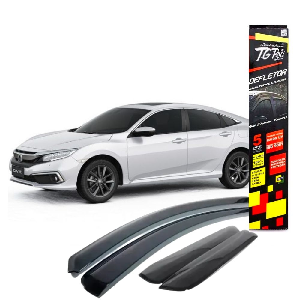 Calha de Chuva Inteiriça New Civic 2017/2021 - 4 Portas - TG POLI