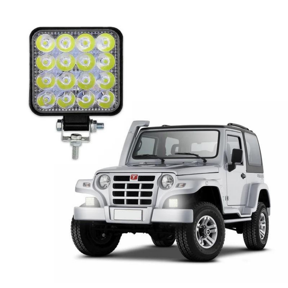 Mini Farol Auxiliar 16 LEDS Universal R8 48W - 16LED-48W-MINI