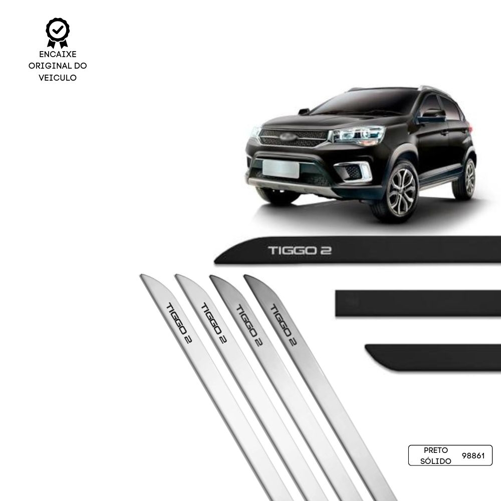 Friso Lateral Facão Tiggo 2 TOP MIX - Preto Sólido