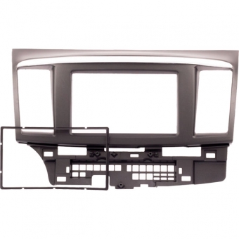 Moldura EXPEX 2Din - Lancer 2008/2017 - Preto c/ Acabamento Prata