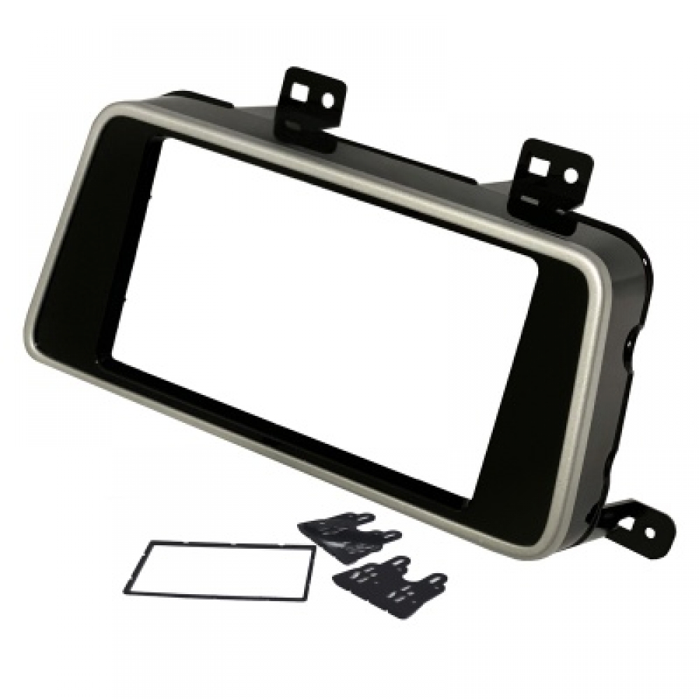 Moldura FIAMON 7 Pol - Nissan Kicks 2016/2021 - Black Piano c/ Friso Prata - 4004
