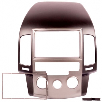Moldura EXPEX 2Din - i30 2009/2012 Ar Analógico - Preto c/ Acabamento Prata