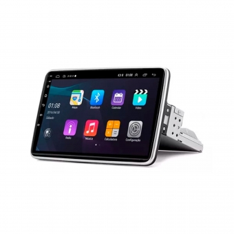 Central Multimídia Rotativa 1Din 9 Pol H-Tech c/ Android GPS/BT/SD/AUX