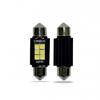 Par de Lâmpadas LED Torpedo 36mm 6 Leds R8