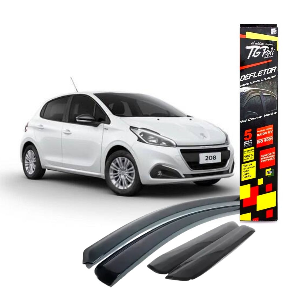 Calha de Chuva Inteiriça Peugeot 208 Hatch 2014/2020 - 4 Portas - TG POLI