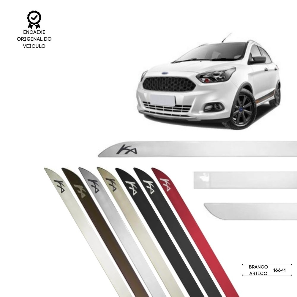 Friso Lateral Facão Novo KA Hatch TOP MIX - Branco Artico
