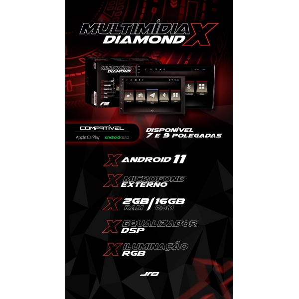 Central Multimídia Diamond X R8 7 Pol - Universal - JT30MDIAMX7