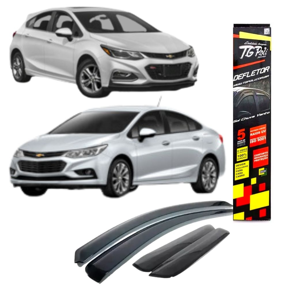 Calha de Chuva Inteiriça Cruze Hatch/Sedan 2017/2023 - 4 Portas - TG POLI