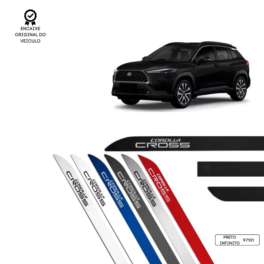 Friso Lateral Facão Corolla Cross TOP MIX - Preto Infinito
