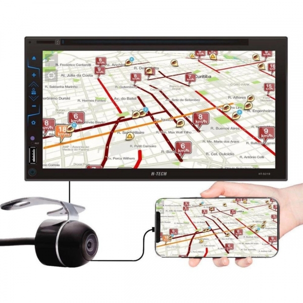 Central Multimídia 7 Pol H-Tech c/ Espelhamento GPS/TV/BT/USB - HT-5019