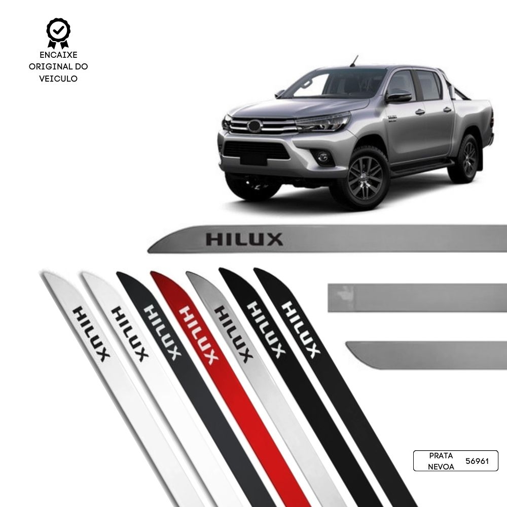Friso Lateral Facão Hilux Cabine Dupla TOP MIX - Prata Névoa