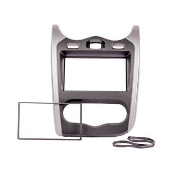 Moldura EXPEX 2Din - Sandero 2013/2014 - Preto c/ Acabamento Prata