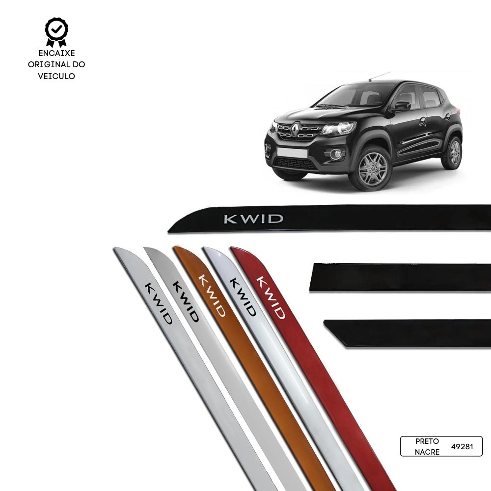 Friso Lateral Facão Kwid TOP MIX - Preto Nacre