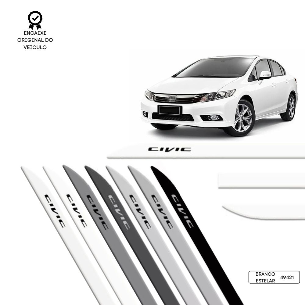Friso Lateral Facão New Civic TOP MIX - Branco Estelar