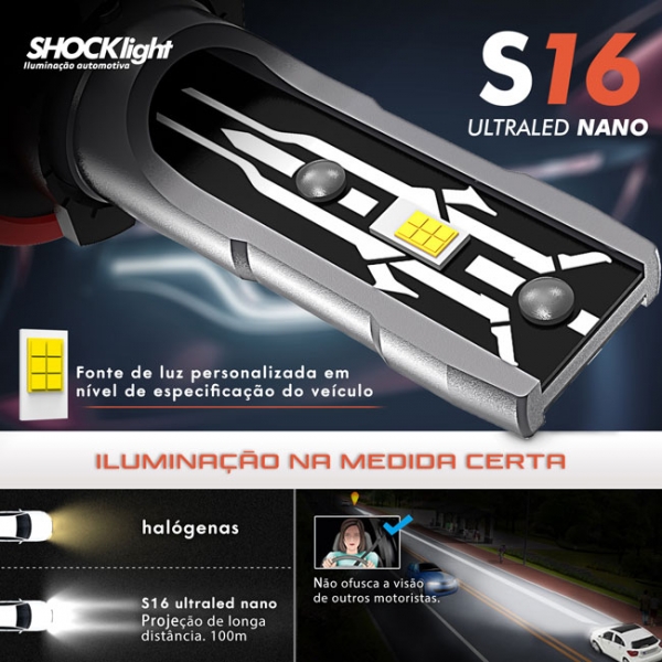 HEADLIGHT S16 NANO H3 6000K 12V 40W 4200LM - SLL-160003