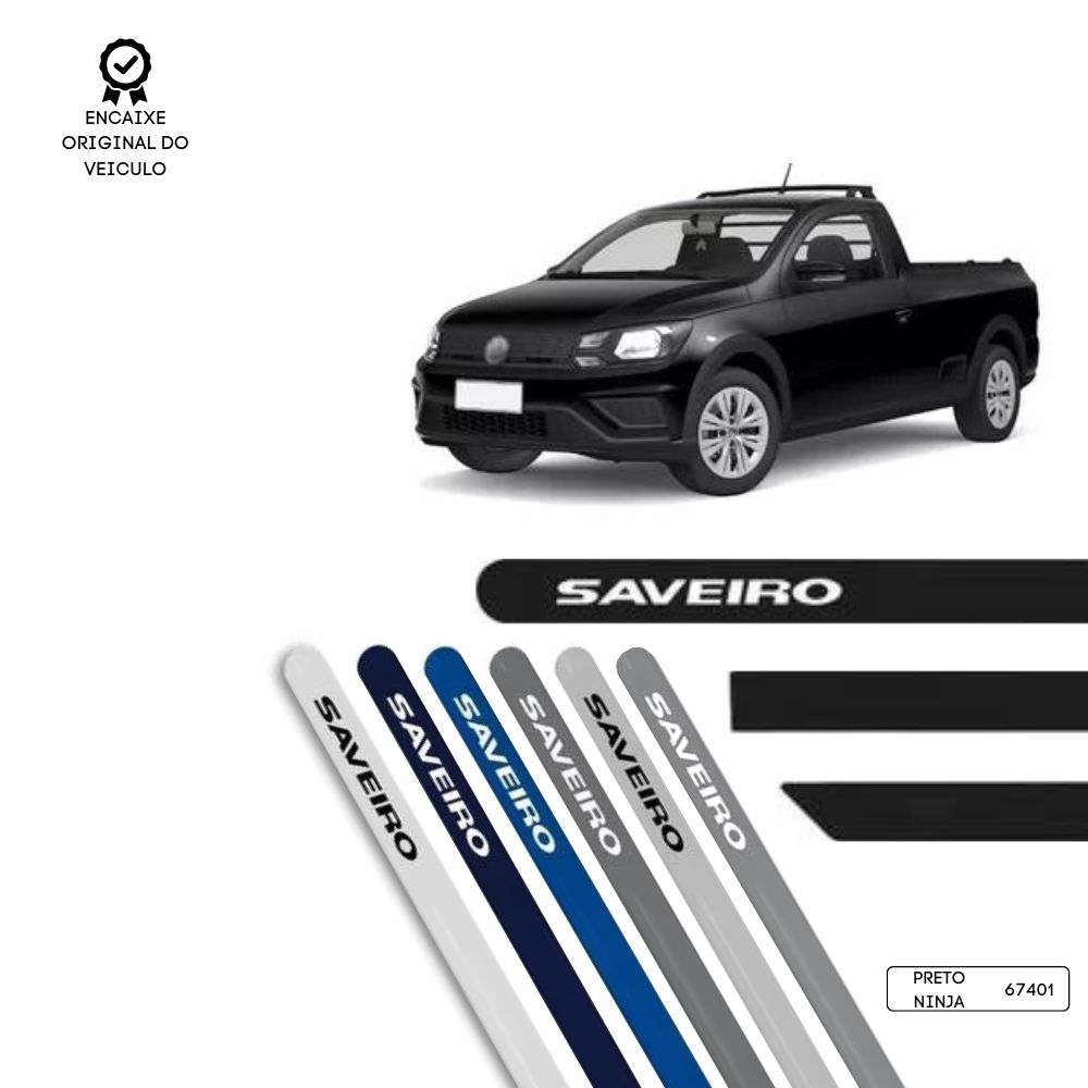 Friso Lateral Redondo Saveiro TOP MIX - Preto Ninja