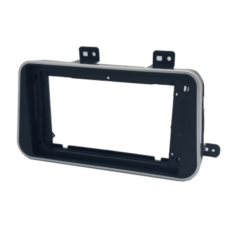 Moldura FIAMON 9 Pol - Nissan Kicks 2016/2021 - Black Piano c/ Friso Prata - 4177